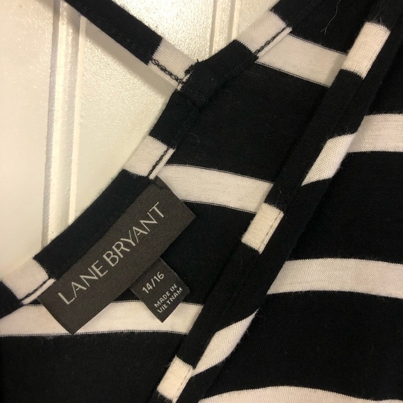 Lane Bryant Black and White Striped Short Sleeve Dress 14/16 Stretchy Soft - Picture 3 of 4